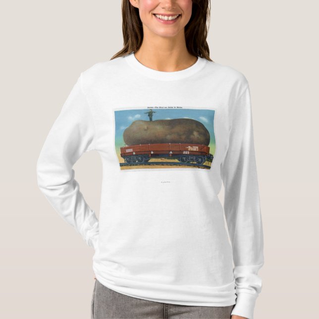 View of the Kind of Potatoes Raised in Maine T-Shirt (Front)