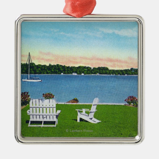 View of the Lake Metal Ornament (Front)