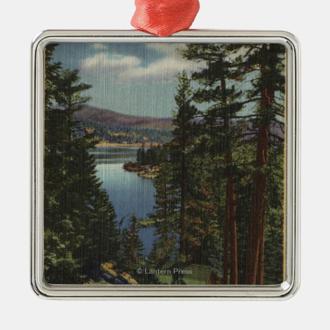 View of the Lake through the Pines # 2 Metal Ornament (Front)