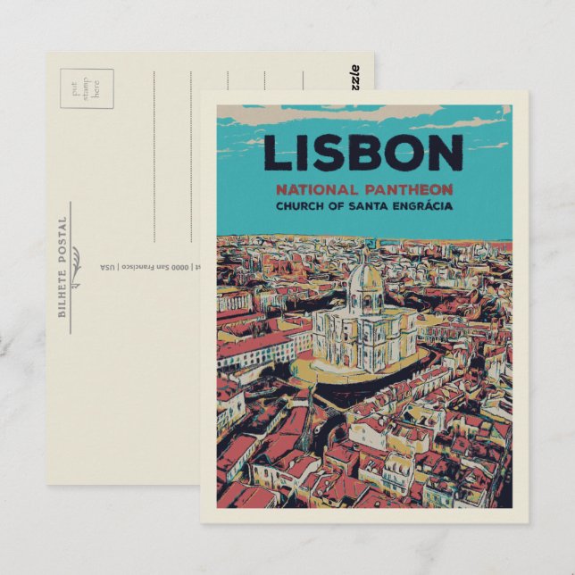 View of the Lisbon National Pantheon Illustration Postcard (Front/Back)