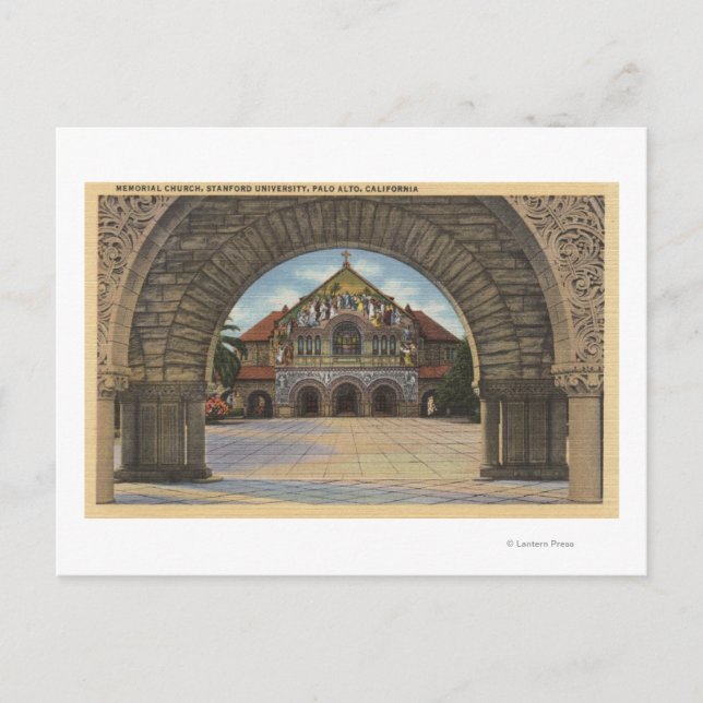 View of the Memorial Church, Stanford U. Postcard (Front)