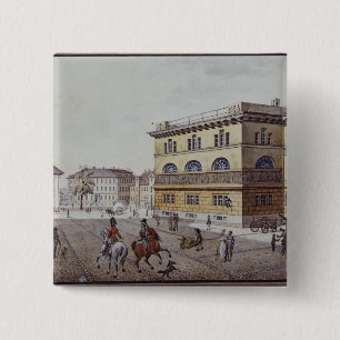 View of the mint, Berlin 2 Inch Square Button