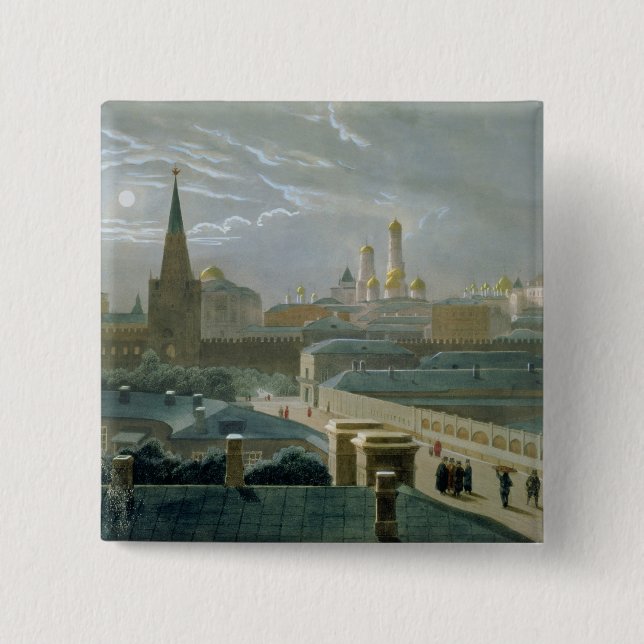 View of the Moscow Kremlin, 1840's 2 Inch Square Button (Front)