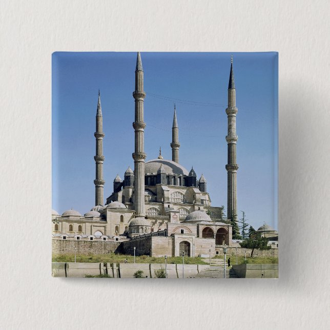 View of the mosque, Ottoman, built c.1569-75 2 Inch Square Button (Front)