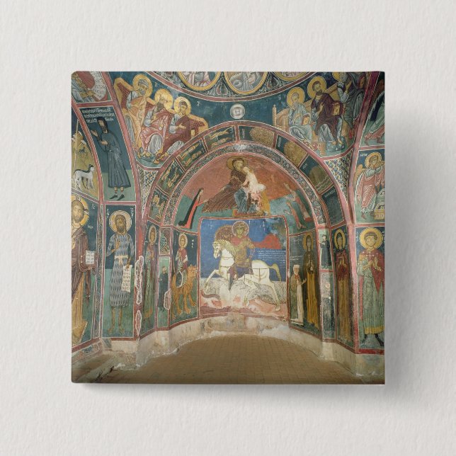 View of the narthex, 1332-3 2 inch square button (Front)