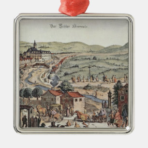 View of the north of Vienna with the Schlos Hernal Metal Ornament
