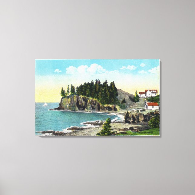 View of the Owl's Head Lighthouse and Owl's Rock Canvas Print (Front)