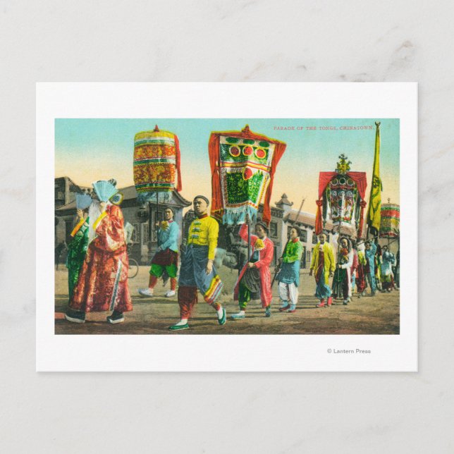 View of the Parade of the Tongs, Chinatown Postcard (Front)