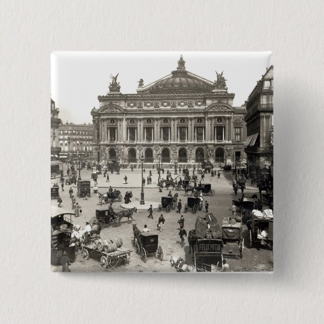 View of the Paris Opera House, 1890-99 2 Inch Square Button (Front)