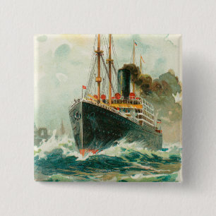 View of the Patricia at Sea, Hamburg-America 2 Inch Square Button
