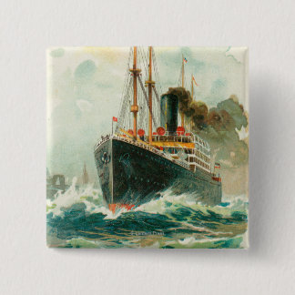 View of the Patricia at Sea, Hamburg-America 2 Inch Square Button