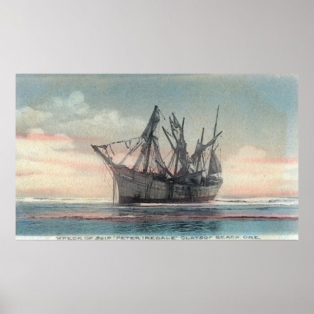 View of the Peter Iredale Shipwreck Poster (Front)