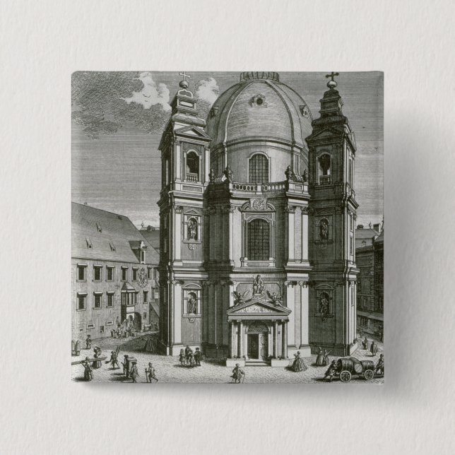 View of the Peterskirche 2 Inch Square Button (Front)