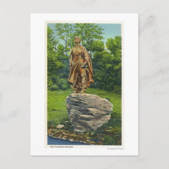 View of the Pilgrim Maiden Statue Postcard (Front)