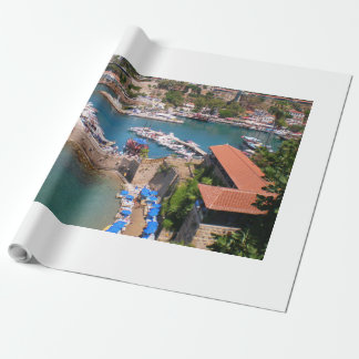 View of the port, beach Mermerly in city Antalya Wrapping Paper