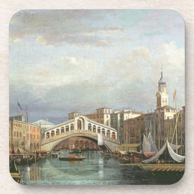 View of the Rialto Bridge in Venice Coaster (Front)
