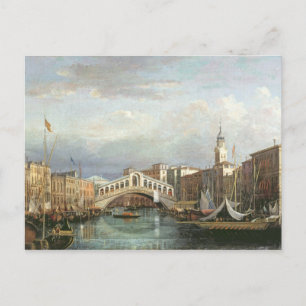 View of the Rialto Bridge in Venice Postcard