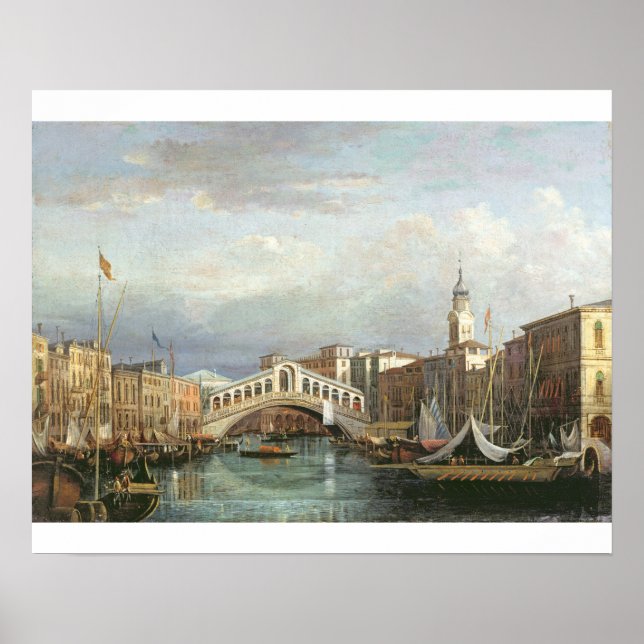 View of the Rialto Bridge in Venice Poster (Front)