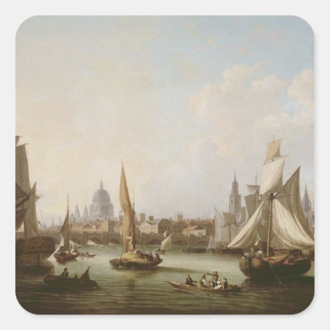 View of the River Thames Square Sticker (Front)