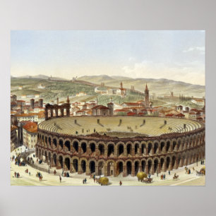 View of the Roman Amphitheater, Verona, engraved b Poster