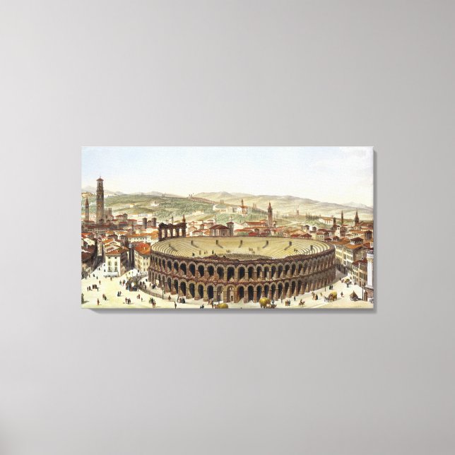 View of the Roman Amphitheatre, Verona, engraved b Canvas Print (Front)