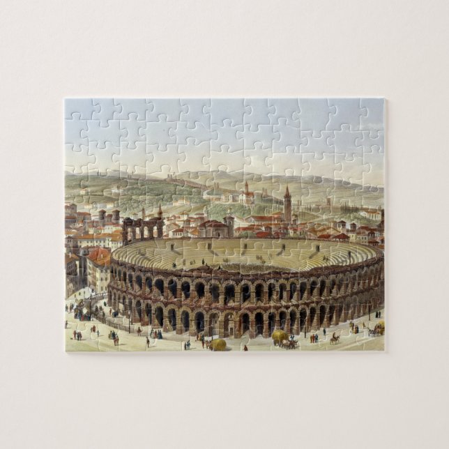 View of the Roman Amphitheatre, Verona, engraved b Jigsaw Puzzle (Horizontal)