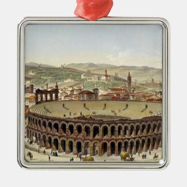View of the Roman Amphitheatre, Verona, engraved b Metal Ornament (Front)