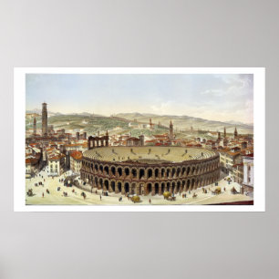 View of the Roman Amphitheatre, Verona, engraved b Poster