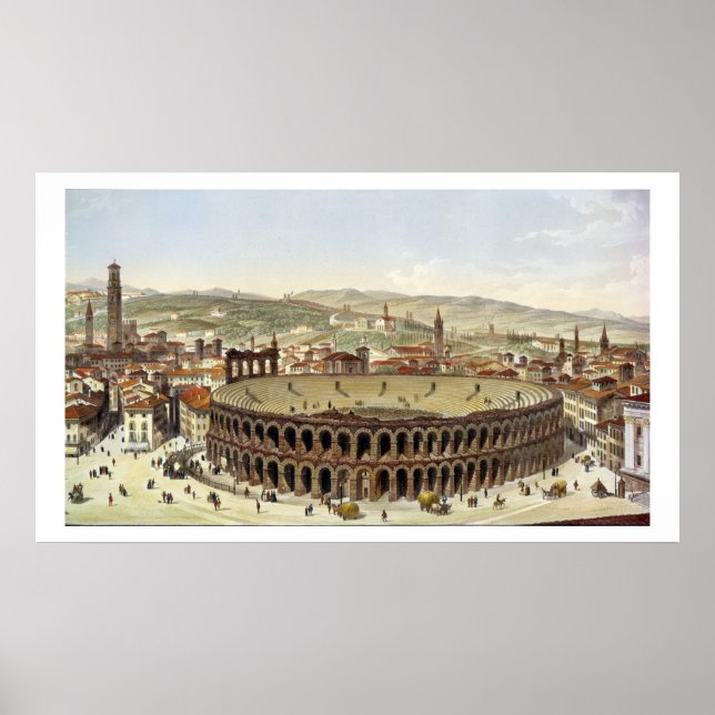 View of the Roman Amphitheatre, Verona, engraved b Poster (Front)