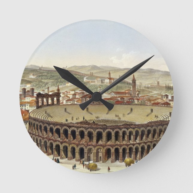 View of the Roman Amphitheatre, Verona, engraved b Round Clock (Front)