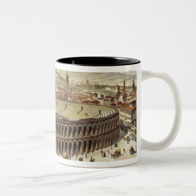 View of the Roman Amphitheatre, Verona, engraved b Two-Tone Coffee Mug (Right)