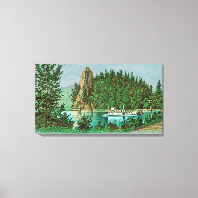View of the Rooster Rock and Riverboat Canvas Print (Front)