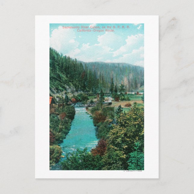 View of the Sacramento River Canyon on SP Postcard (Front)