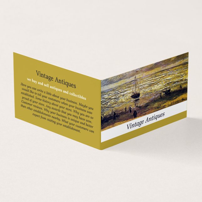 View Of The Sea At Scheveningen, Antique Dealer Business Card (Outside)