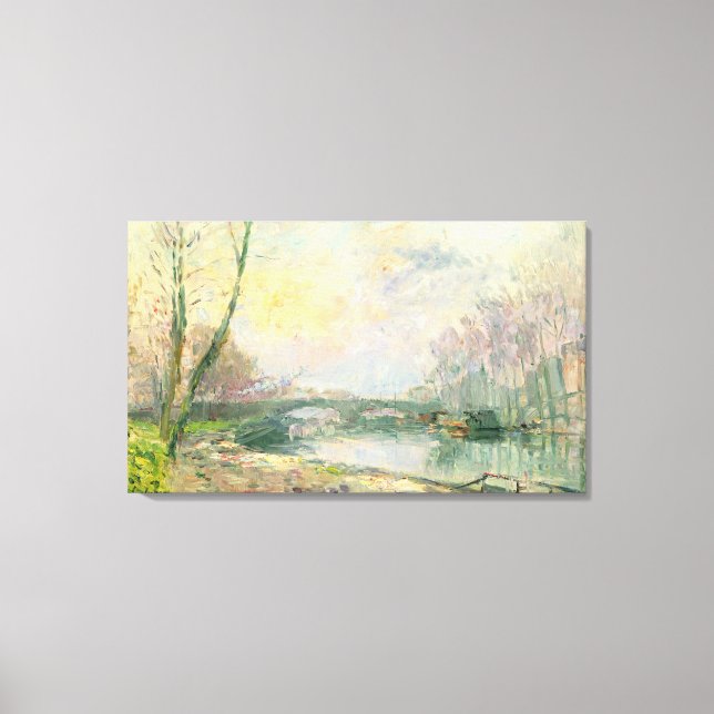 View of the Seine, Paris (oil on canvas) Canvas Print (Front)