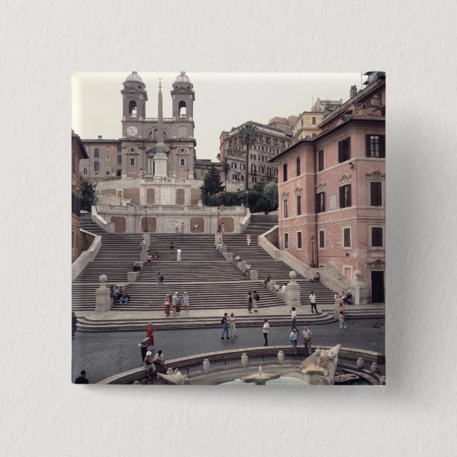 View of the Spanish Steps or Scalinata 2 Inch Square Button (Front)