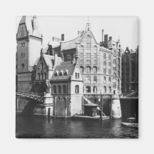 View of the Speicherstadt Hamburg, c.1910 Magnet