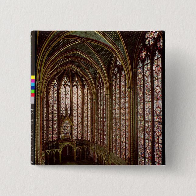 View of the stained glass windows 2 inch square button (Front)