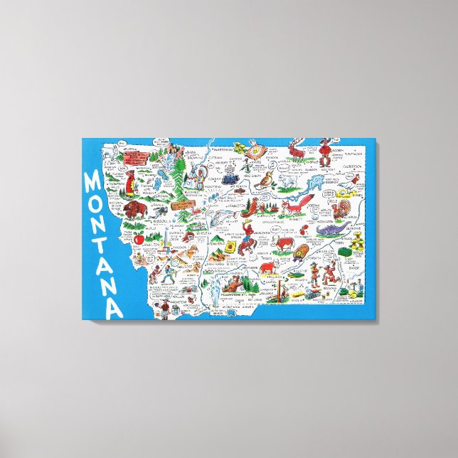 View of the State with Cartoons, Scenic Spots Canvas Print (Front)
