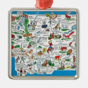 View of the State with Cartoons, Scenic Spots Metal Ornament