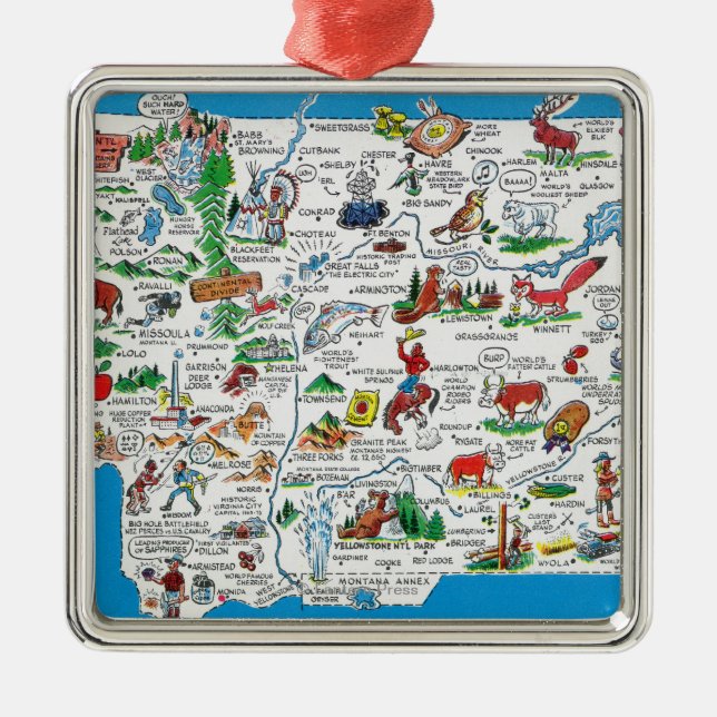 View of the State with Cartoons, Scenic Spots Metal Ornament (Front)