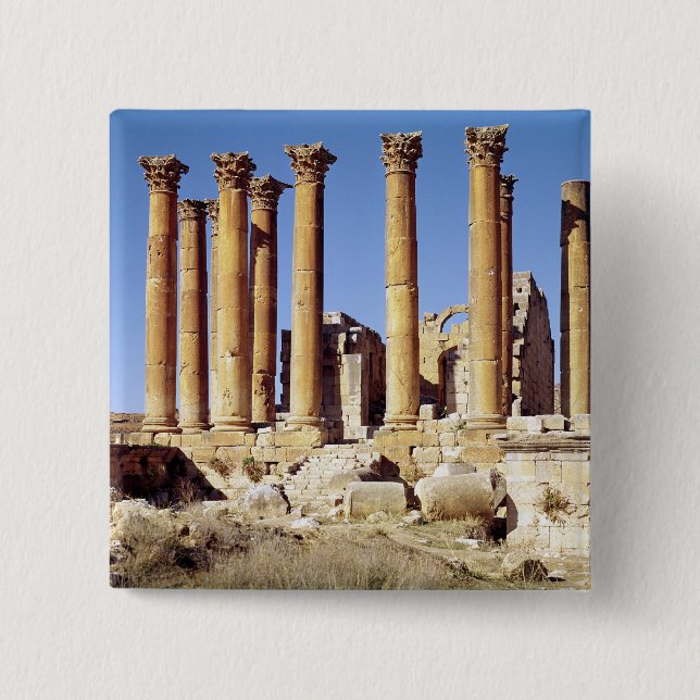 View of the Temple of Artemis, built c.386 AD 2 Inch Square Button (Front)