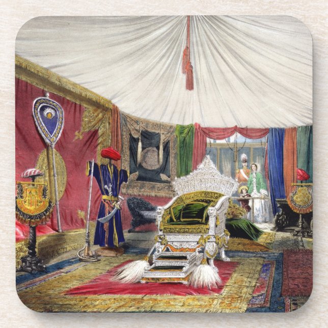 View of the tented room and ivory carved throne, i coaster (Front)
