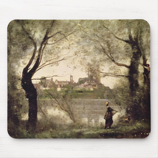 View of the Town and Cathedral of Mantes Mouse Pad (Front)
