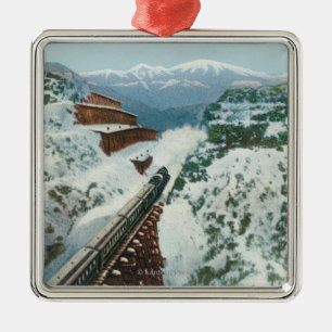 View of the Train at the Summit of the Coast Metal Ornament
