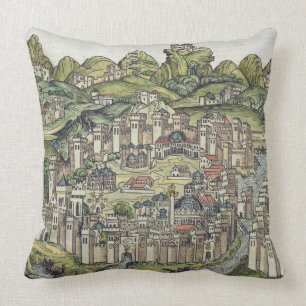 View of the walled city of Constantinople, from th Throw Pillow
