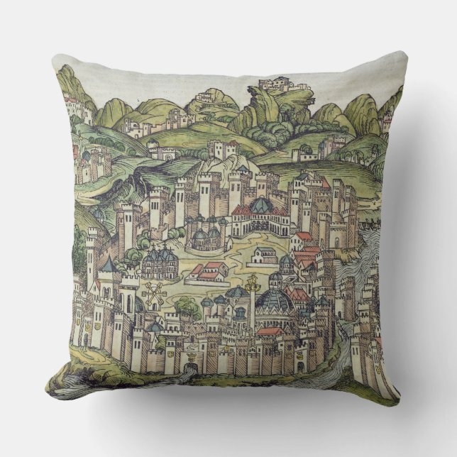 View of the walled city of Constantinople, from th Throw Pillow (Front)