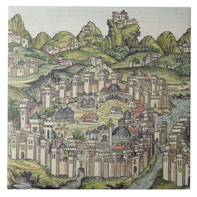View of the walled city of Constantinople, from th Tile (Front)