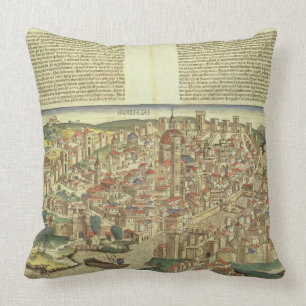 View of the walled city of Florence, from the Nure Throw Pillow
