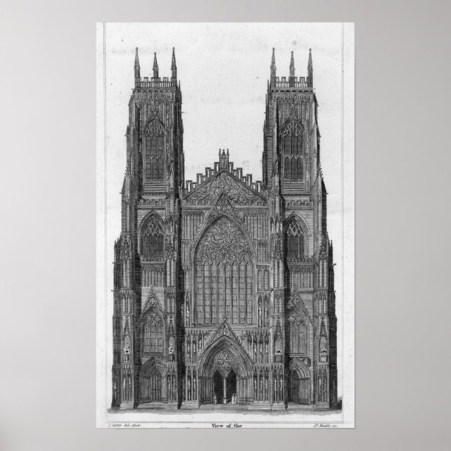 View of the West Front of York Cathedral Poster (Front)
